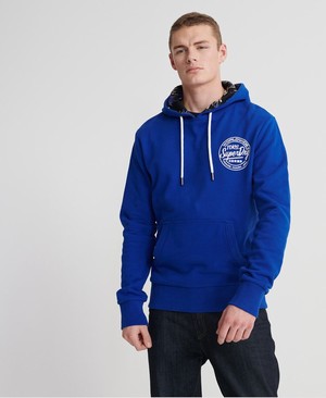 Superdry Super 5's Loopback Férfi Kapucnis Pulóver Kék | WNERC1693